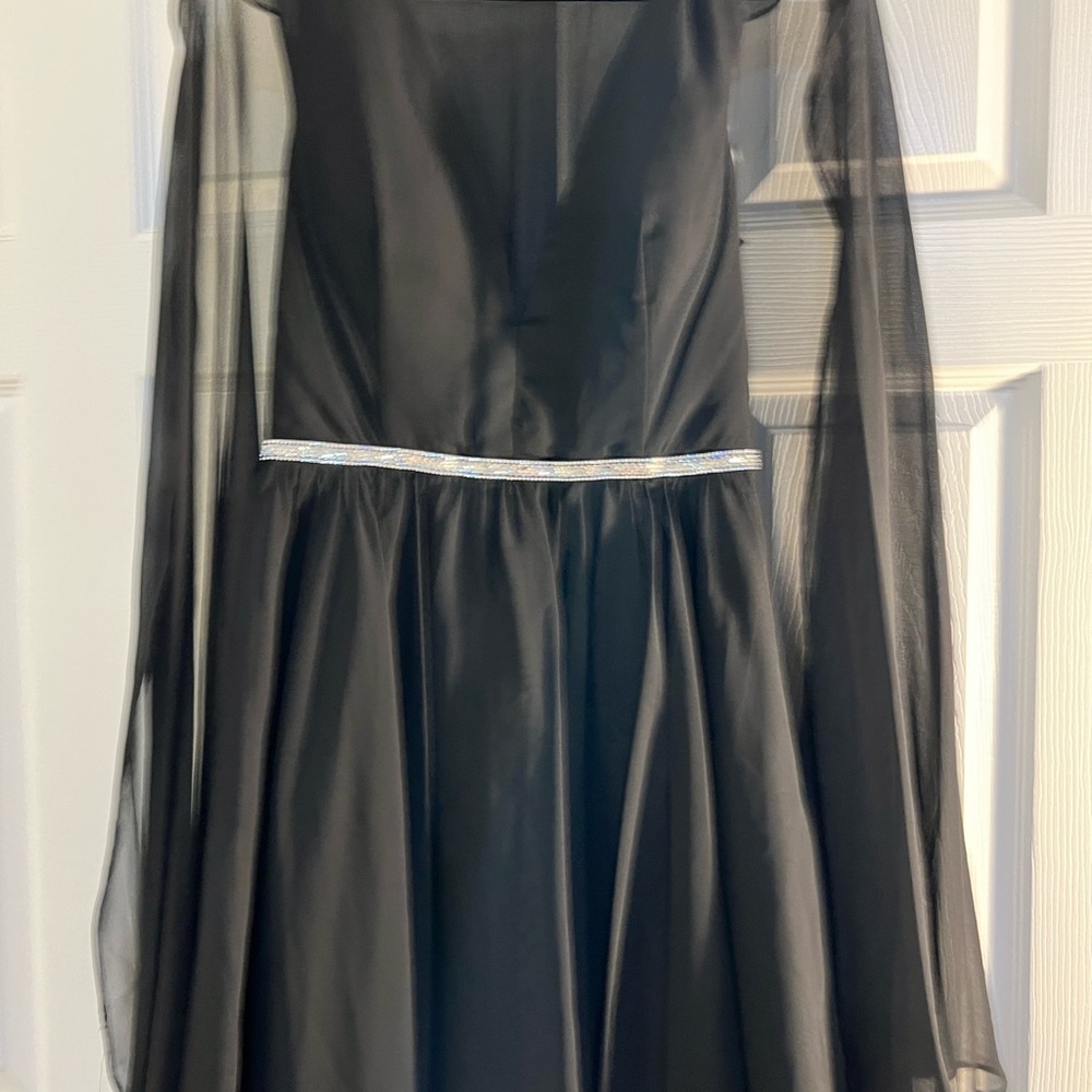 Chic Black Long Sleeve Dress with Sheer Details